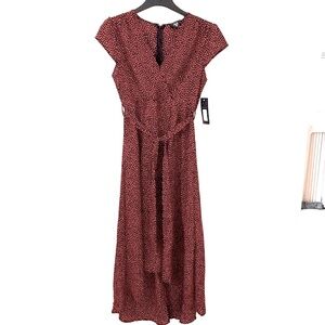 AX Paris Cap Sleeve Spotted High Low Faux Wrap Maxi Dress
